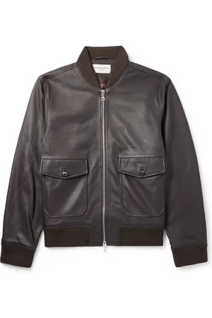 OFFICINE GENERALE Carlo Leather Bomber Jacket - Men - - L