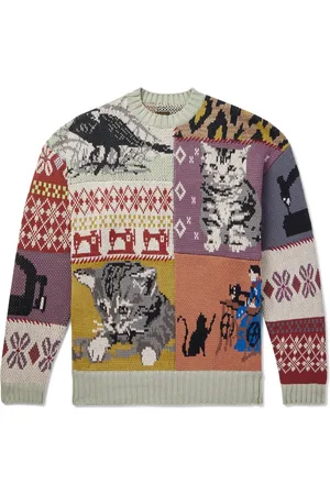 KAPITAL Patchwork Cotton-Blend Jacquard Sweater - Men - - 5