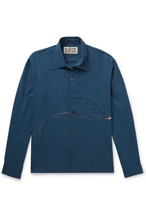 Kartik Research Distressed Printed Cotton and Silk-Blend Shirt - Men - - XS