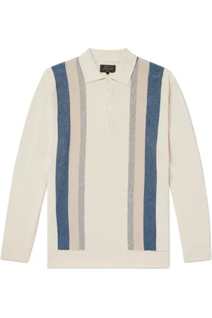 Beams Striped Knitted Polo Shirt - Men - - S