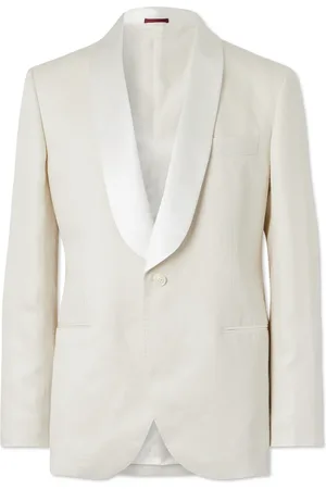 Brunello Cucinelli Shawl-Lapel Satin-Trimmed Linen Tuxedo Jacket - Men - - IT 46