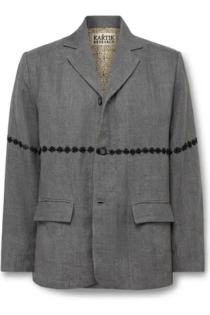 Kartik Research Embroidered Linen Blazer - Men - - XL