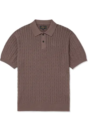 Beams Cable-Knit Linen and Cotton-Blend Polo Shirt - Men - - S