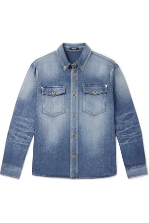 VERSACE Button-Down Collar Denim Overshirt - Men - - IT 46