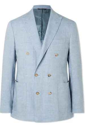 CANALI Kei Unstructured Double-Breasted Linen and Wool-Blend Blazer - Men - - IT 58