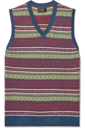 Beams Fair Isle Linen and Cotton-Blend Sweater Vest - Men - - XL