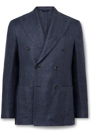 DE PETRILLO Vesuvio Double-Breasted Linen Suit Jacket - Men - - IT 56