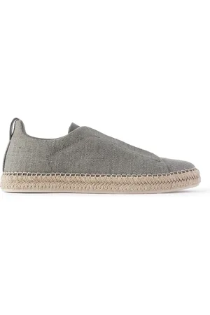 Ermenegildo Zegna Triple Stitch™ Leather-Trimmed Canvas Slip-On Sneakers - Men - - UK 6