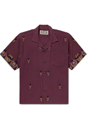 Kartik Research Camp-Collar Embellished Embroidered Cotton Shirt - Men - - L