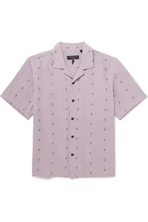 RAG&BONE Avery Camp-Collar Embroidered Linen Shirt - Men - - XXL