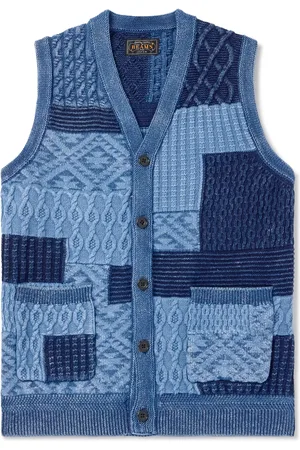 Beams Patchwork Indigo-Dyed Cotton Sweater Vest - Men - - M