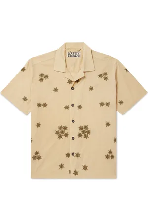 Kartik Research Camp-Collar Embroidered Cotton Shirt - Men - - XL