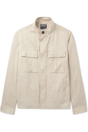 Ermenegildo Zegna Leather-Trimmed Linen Overshirt - Men - - IT 50
