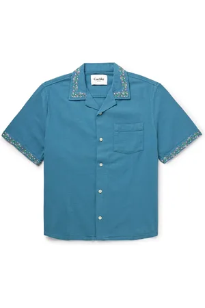 Corridor Convertible-Collar Embroidered Cotton-Hopsack Shirt - Men - - S