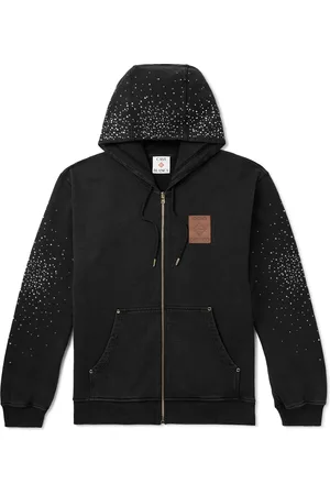 Casablanca La Prémonition Logo-Appliquéd Crystal-Embellished Printed Organic Cotton-Jersey Zip-Up Hoodie - Men - - S