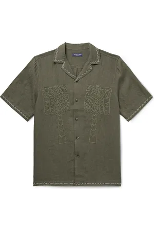 Frescobol Carioca Flavio Camp-Collar Embroidered Linen Shirt - Men - - S