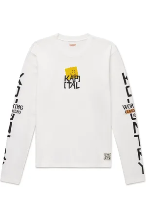 KAPITAL Peckish Embroidered Printed Cotton-Jersey T-Shirt - Men - - 1