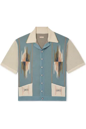 KAPITAL Chimayo Aloha Camp-Collar Embellished Jacquard-Knit Cotton-Blend Shirt - Men - - 3
