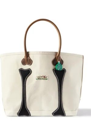 KAPITAL Leather-Trimmed Appliquéd Canvas Tote Bag - Men