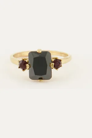 My Jewellery Vintage statement ring zwart kristal