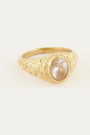 My Jewellery Vintage zegelring transparante steen