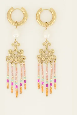 My Jewellery Oorringen met zoetwaterparel&multikleur kraaltjes