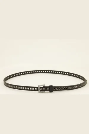 My Jewellery Zwarte smalle riem met zilverkleurige studs&details