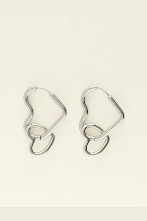 My Jewellery Universe dubbele hart oorbellen