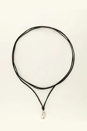 My Jewellery Zwarte koord ketting met imitatieparel
