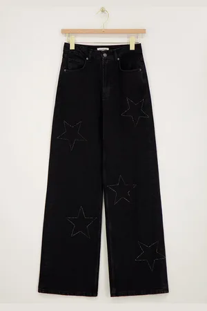 My Jewellery Zwarte wide leg jeans met sterren