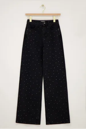 My Jewellery Zwarte wide leg jeans met steentjes