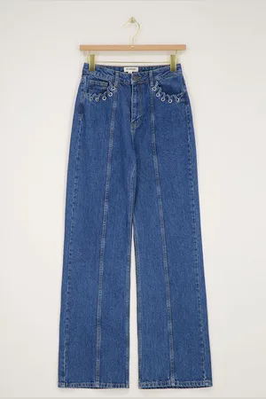 My Jewellery Donkerblauwe wide leg jeans met eyelets