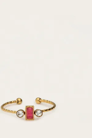 My Jewellery Minimalistische ring met vierkante rode strass
