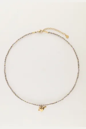 My Jewellery Sunrocks paarse koord ketting met cupido hartje