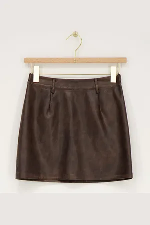 My Jewellery Bruine rok in leather look