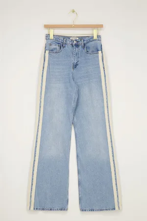 My Jewellery Lichtblauwe wide leg jeans met tapes