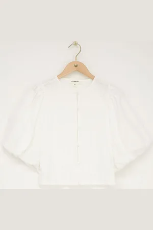 My Jewellery Witte jacquard top met pofmouwen