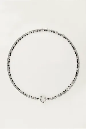 My Jewellery Driedubbele ketting met zwarte kralen