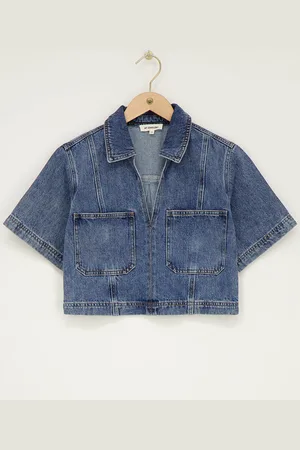 My Jewellery Blauwe denim top met V-hals