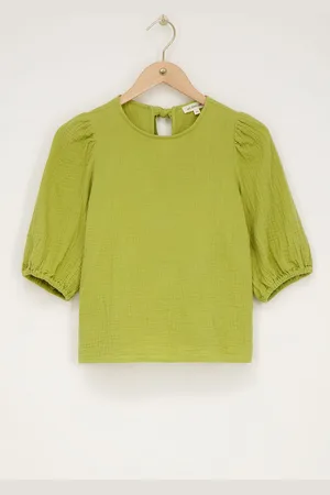 My Jewellery Groene top met strikjes&pofmouwen