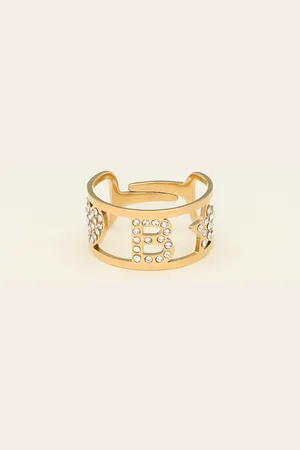 My Jewellery Initial ring met steentjes