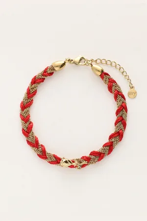My Jewellery Rode gevlochten armband met bedel