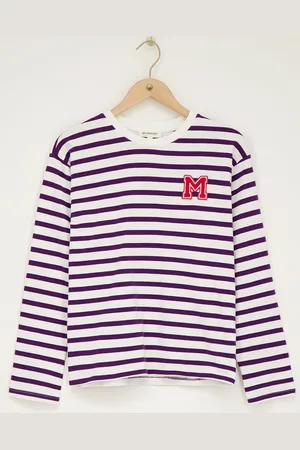 My Jewellery Gestreept T-shirt met lange mouwen en M patch
