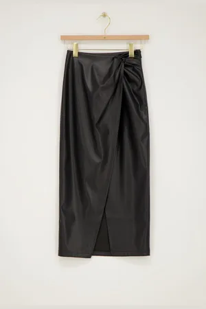My Jewellery Zwarte leatherlook midi rok