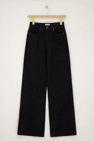 My Jewellery Zwarte jacquard wide leg jeans