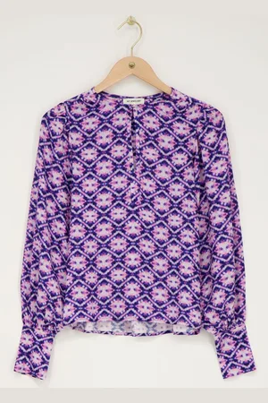 My Jewellery Blauwe blouse met print