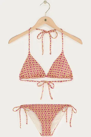 My Jewellery Paarse jacquard triangle bikini set met zonnetjes