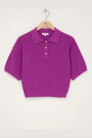 My Jewellery Paarse bouclé polo