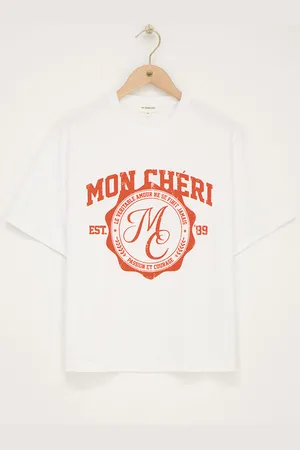 My Jewellery T-shirt met oranje"mon cheri"