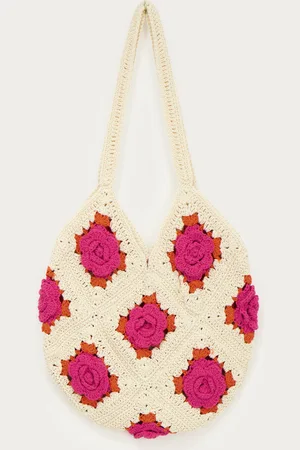 My Jewellery Crochet shopper met oranje&roze bloemen